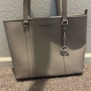 Michael Kors Gray Structured Tote with Silver Accents